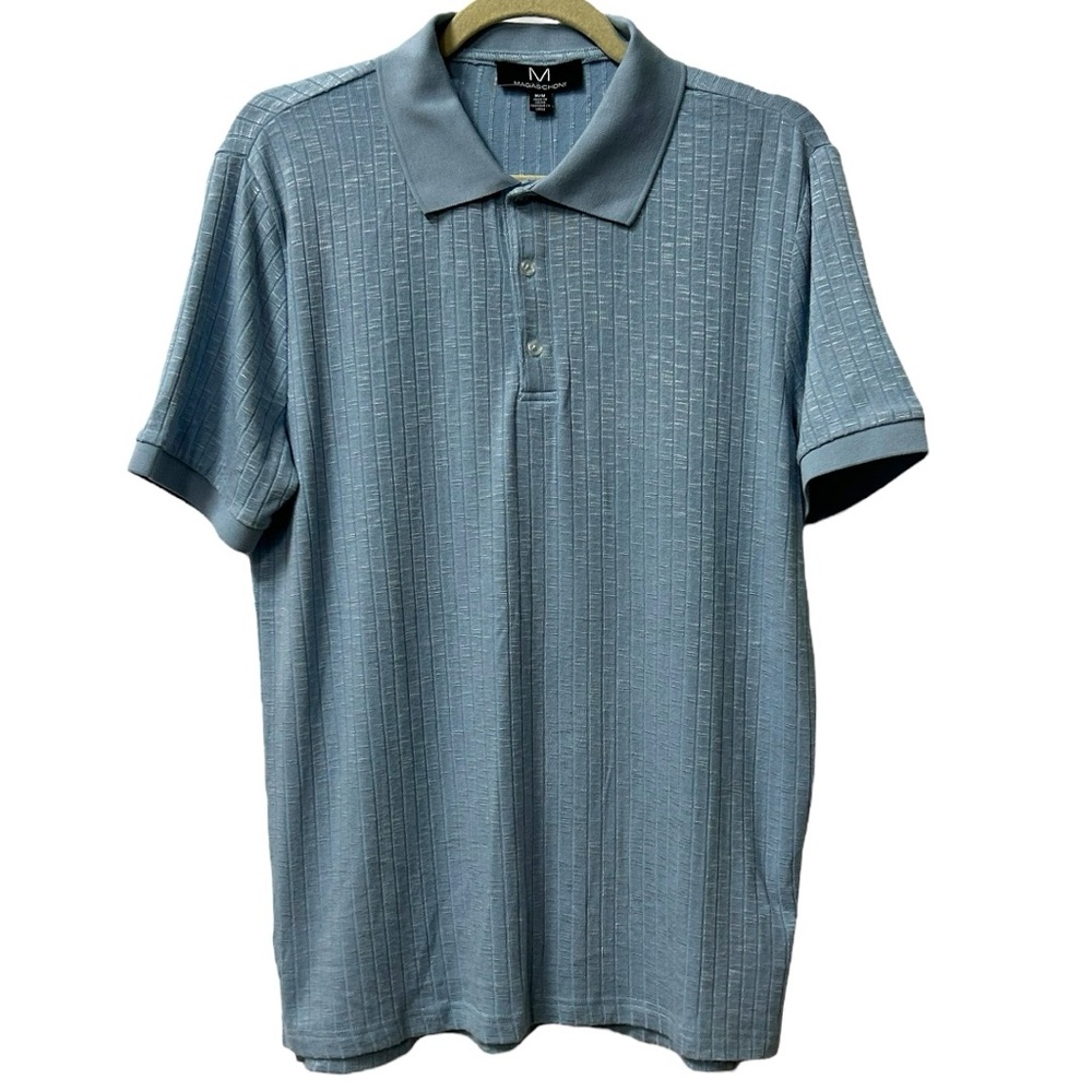 Magaschoni NWT Men’s Short Sleeve‎ Blue Polo      Sz M
